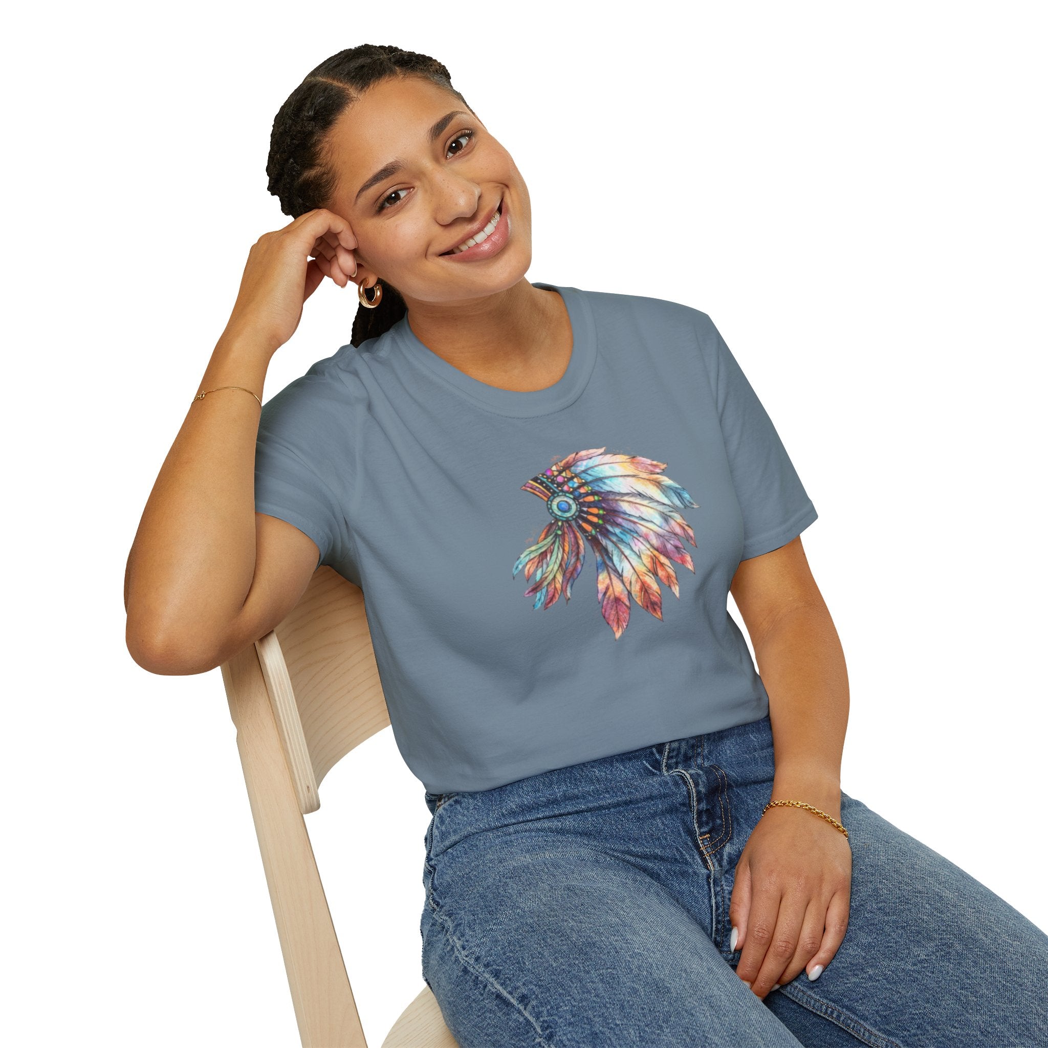 Native American Watercolor Headdress T-Shirt
