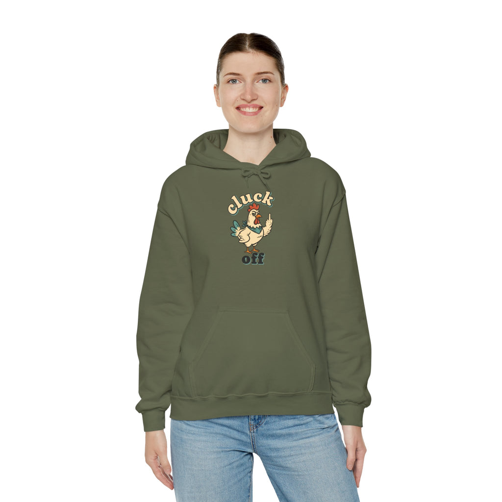 'Cluck Off' Chicken Hoodie – Funny Retro Farm Animal Pullover