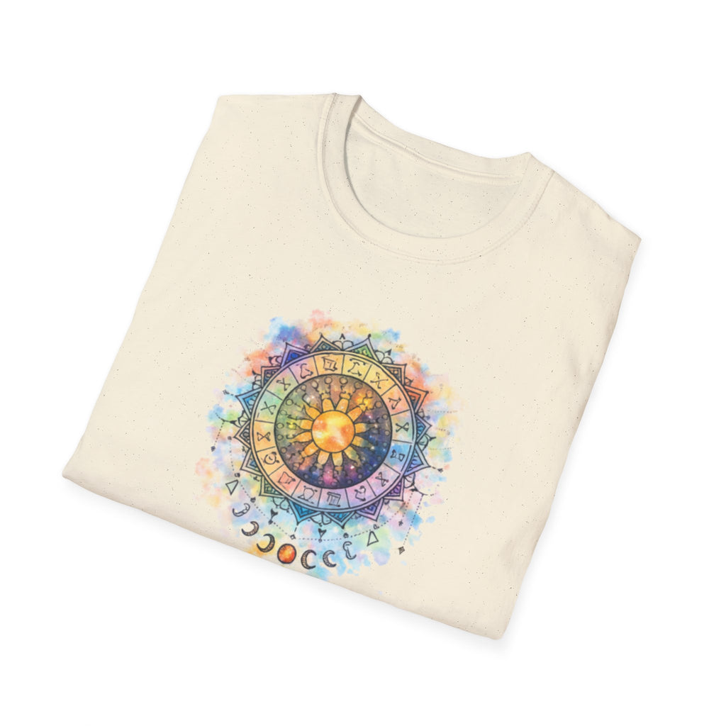 Sun & Moon Zodiac T-Shirt — Watercolor Astrological Mandala Tee