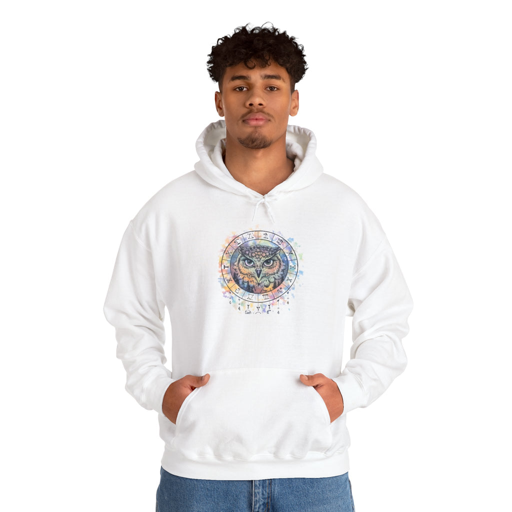 Owl Mandala Hoodie — Colorful Spiritual Owl Graphic Sweatshirt