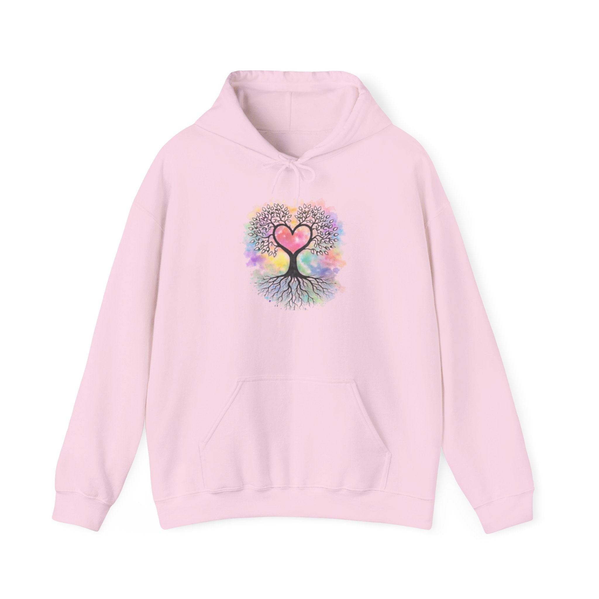 Rainbow Heart Tree Hoodie — Vibrant Spiritual Love Pullover