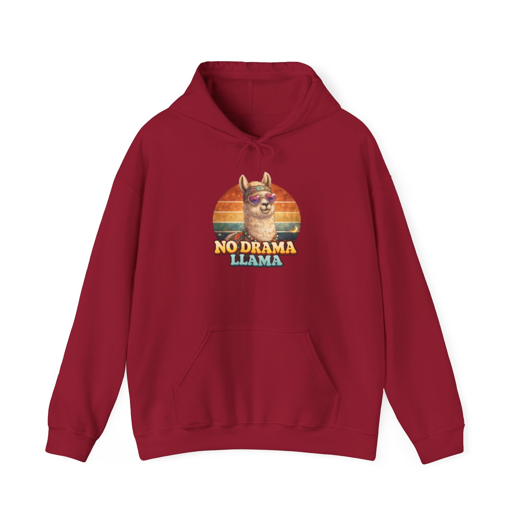 No Drama Llama Hoodie – Retro Sunset Graphic Pullover