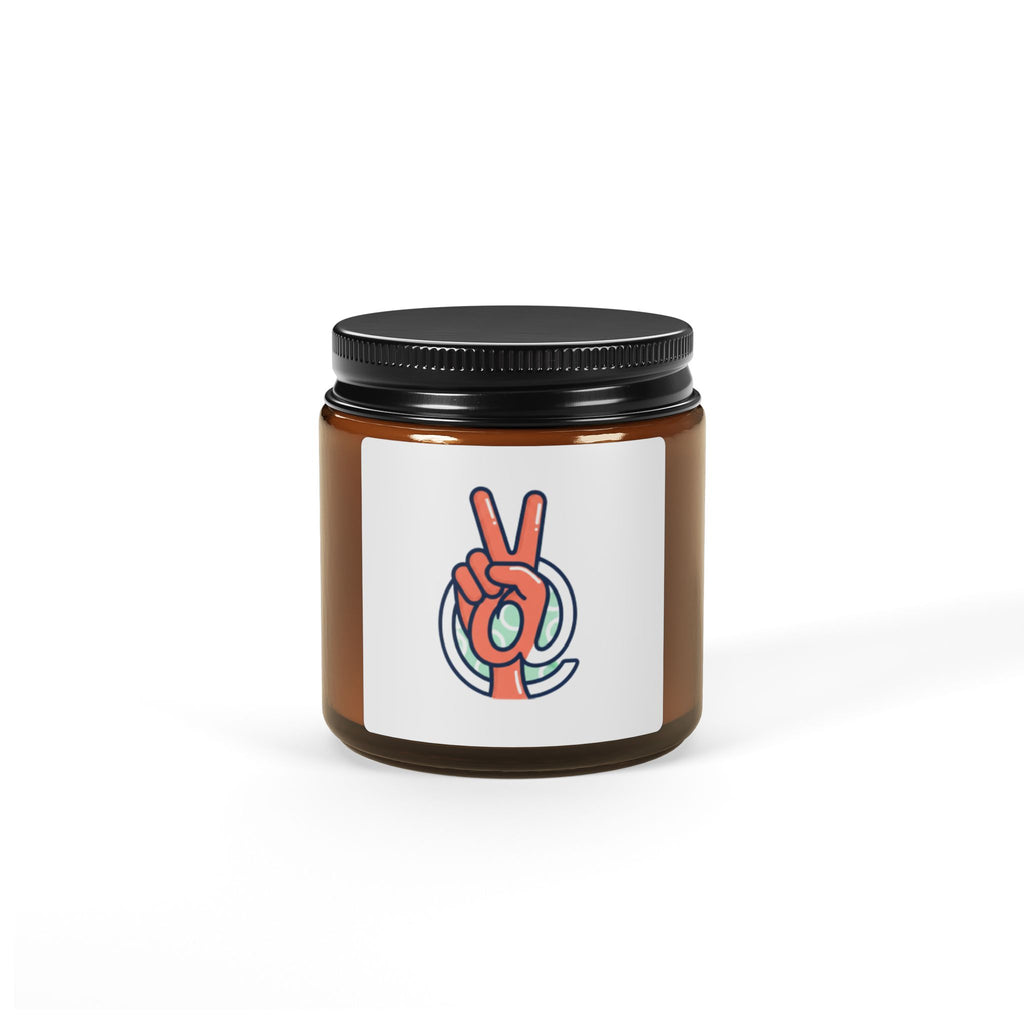Peace Sign Soy Candle — Amber Jar Scented Candle (Multi-Size)