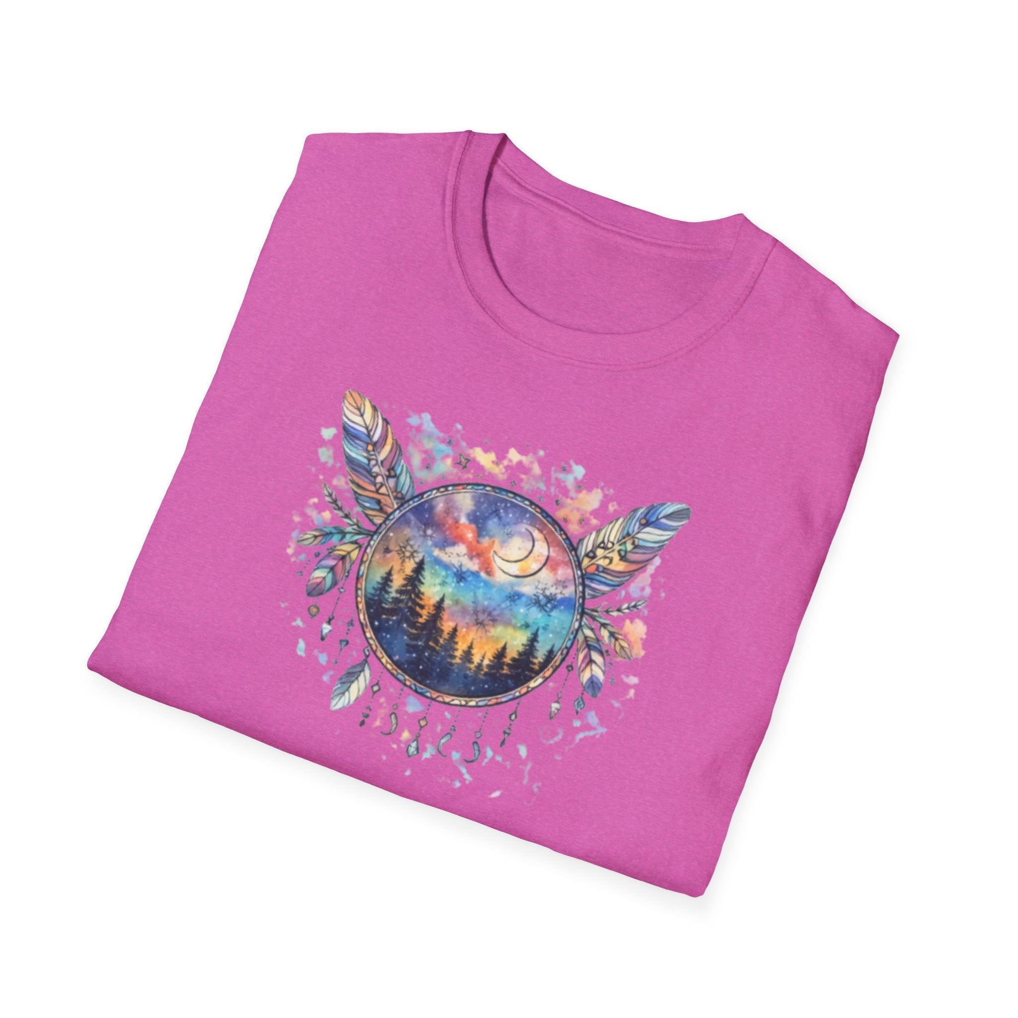 Watercolor Dreamcatcher Sunset T-Shirt — Boho Spiritual Tee