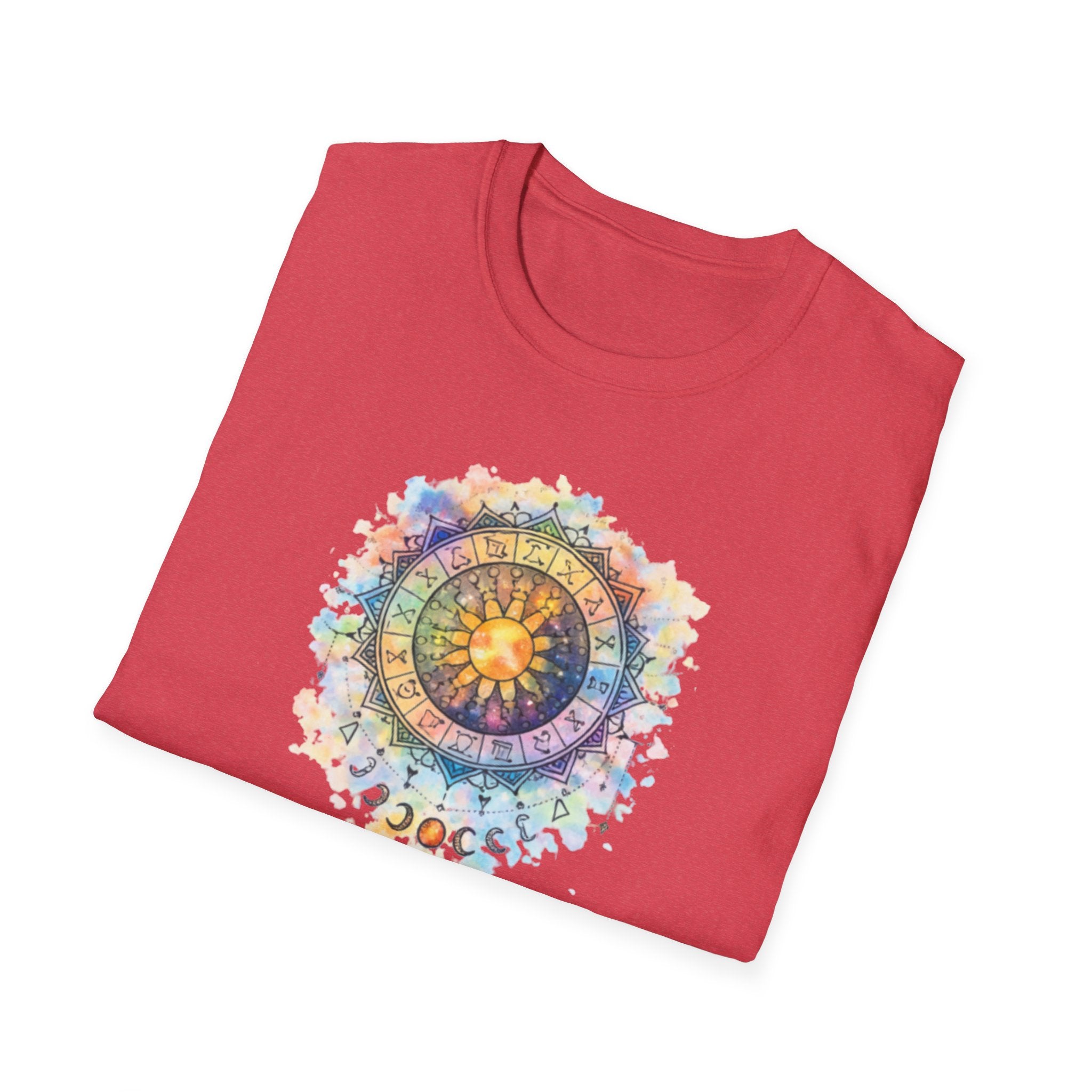 Sun & Moon Zodiac T-Shirt — Watercolor Astrological Mandala Tee