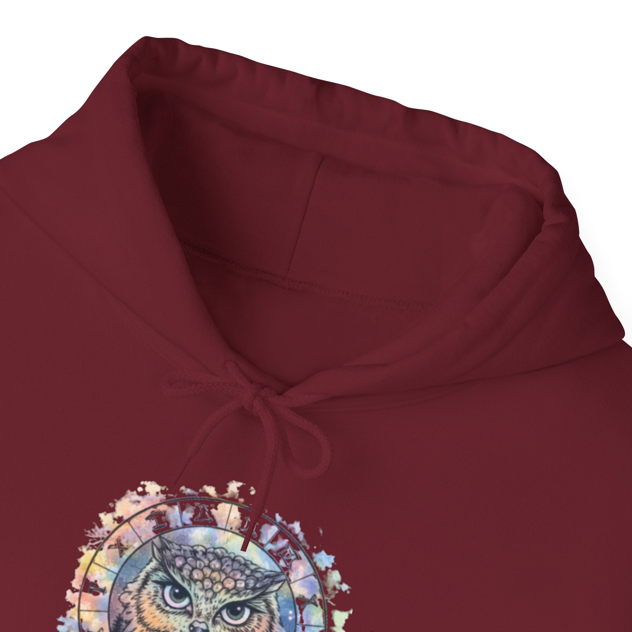 Owl Mandala Hoodie — Colorful Spiritual Owl Graphic Sweatshirt