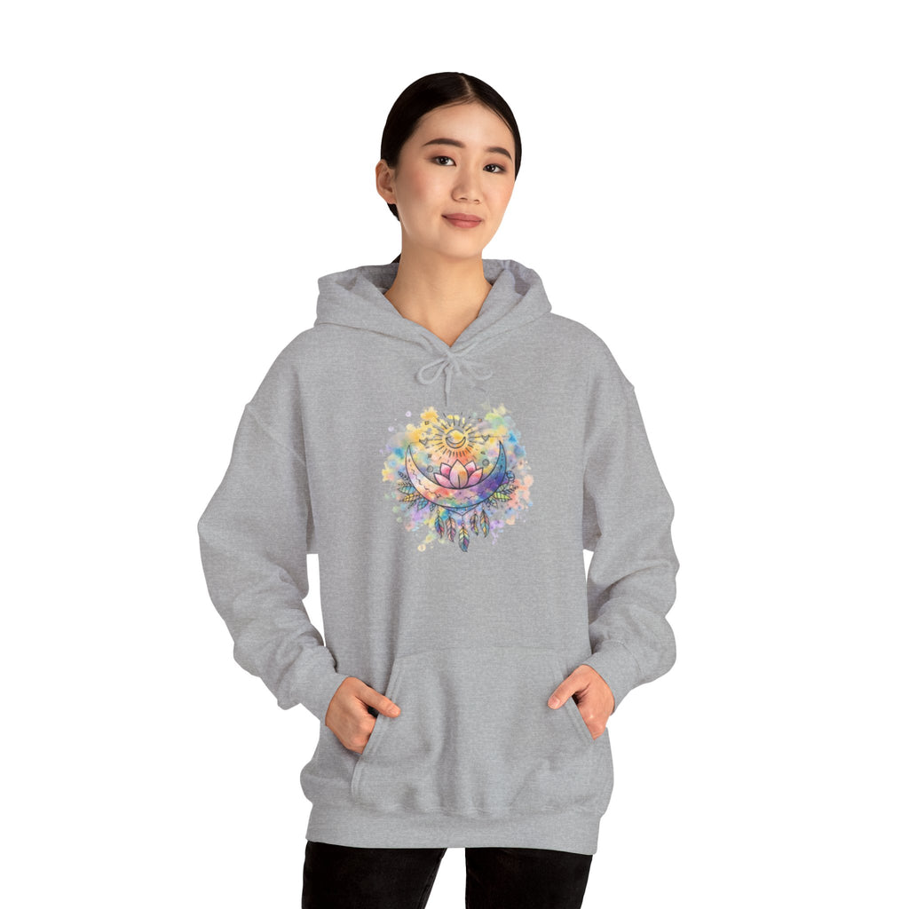 Lotus Watercolor Hoodie – Boho Spiritual Yoga Sweatshirt