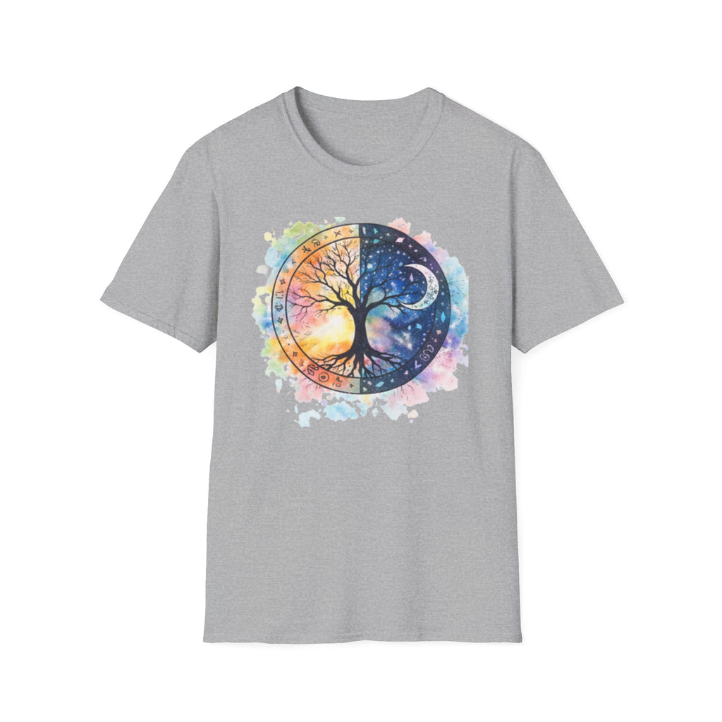 Tree of Life Yin Yang T-Shirt — Watercolor Sun & Moon Graphic Tee