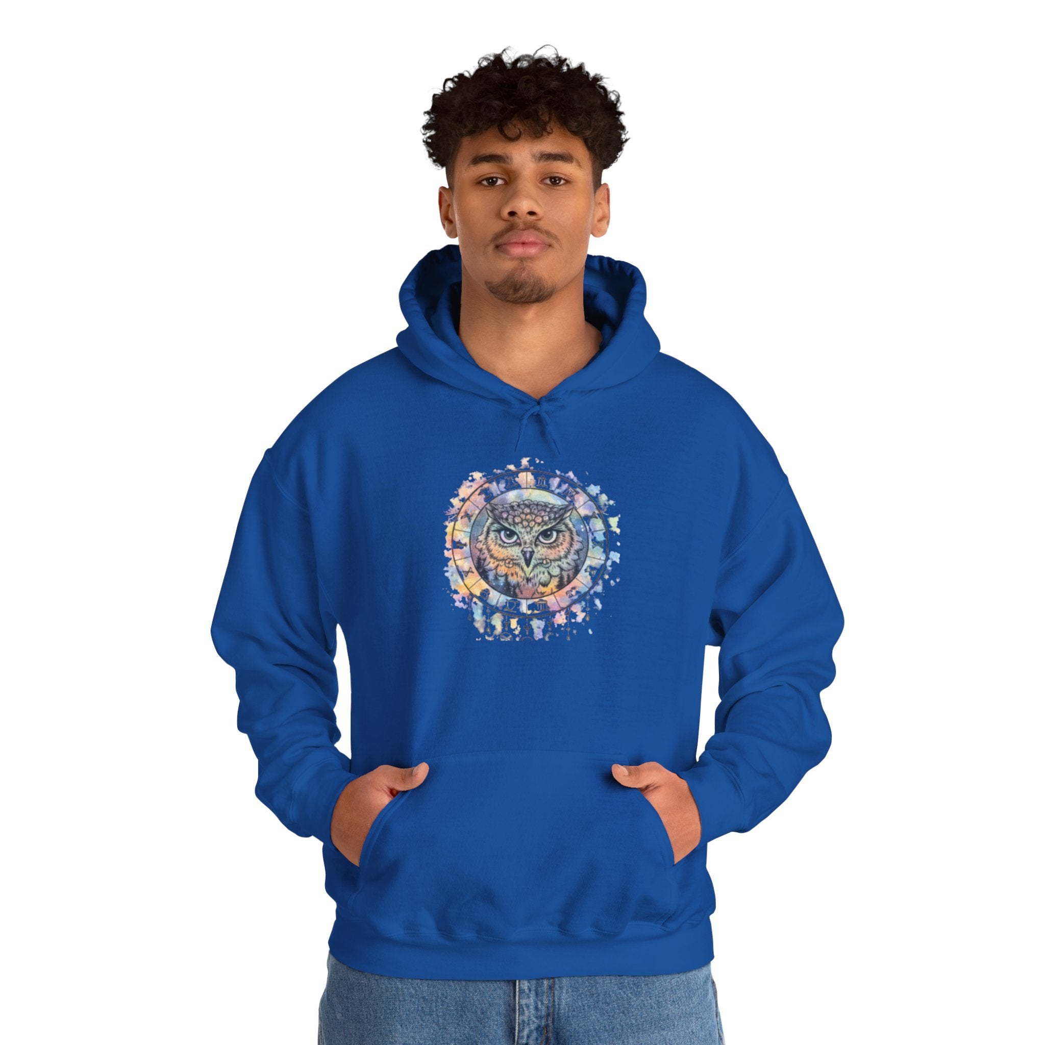 Owl Mandala Hoodie — Colorful Spiritual Owl Graphic Sweatshirt