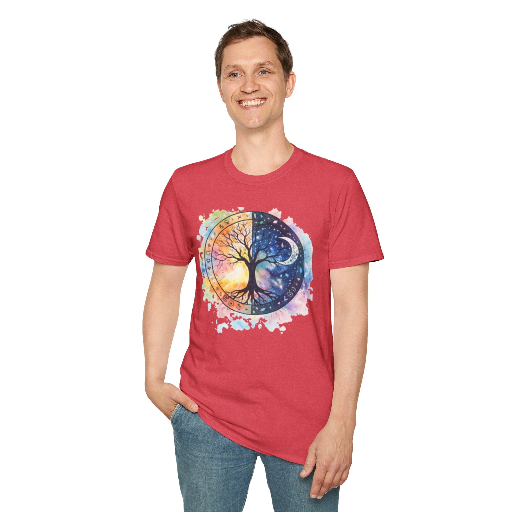 Tree of Life Yin Yang T-Shirt — Watercolor Sun & Moon Graphic Tee