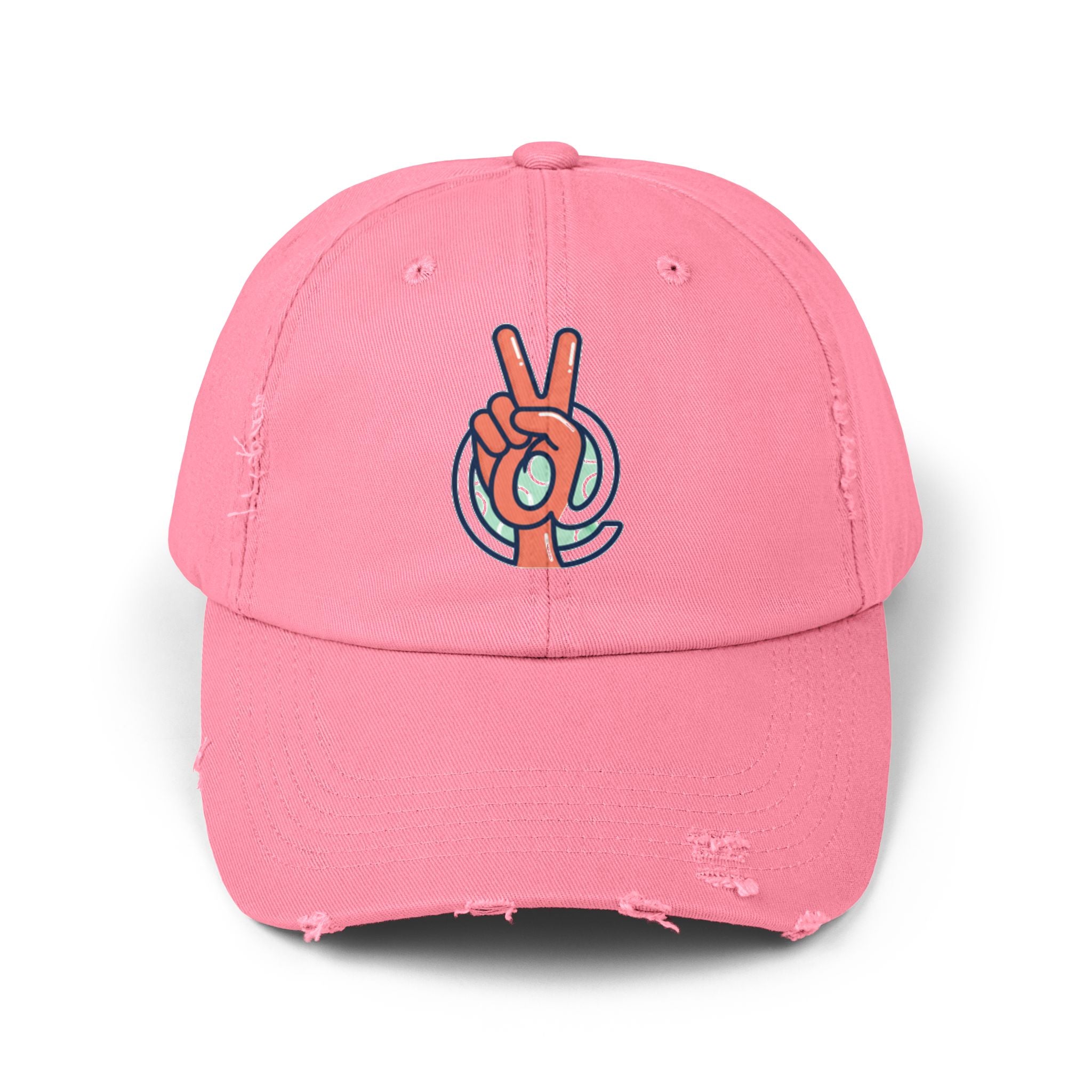 Peace Hand Distressed Cap — Vintage Peace Sign Baseball Hat