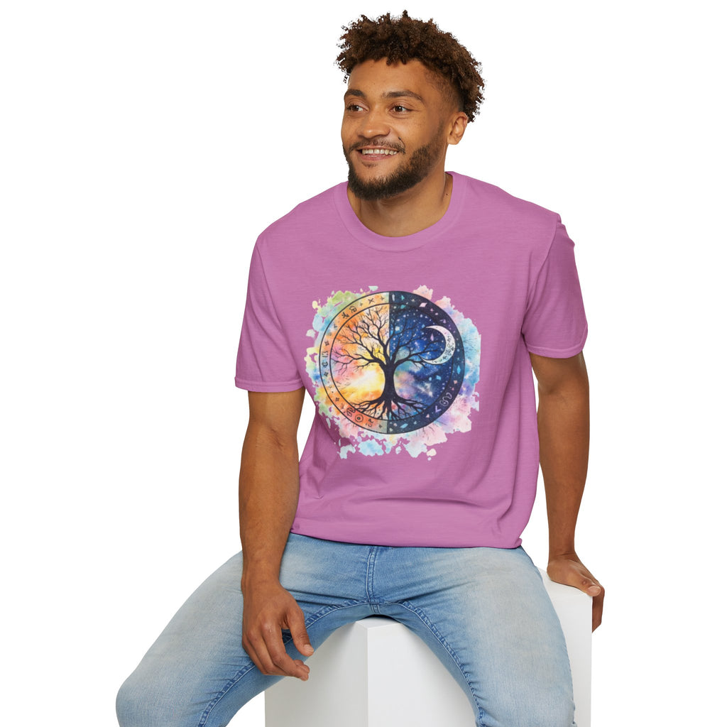 Tree of Life Yin Yang T-Shirt — Watercolor Sun & Moon Graphic Tee