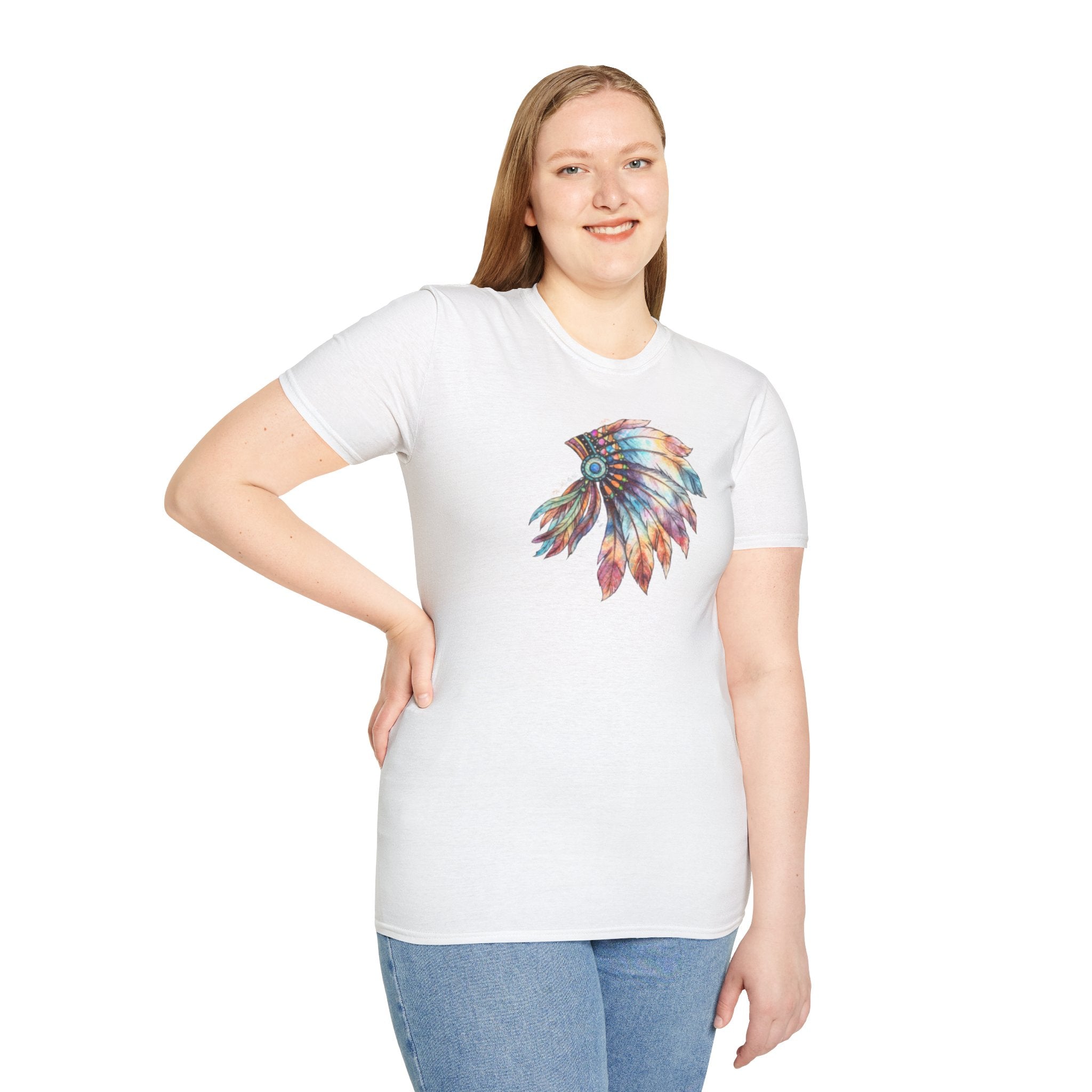 Native American Watercolor Headdress T-Shirt