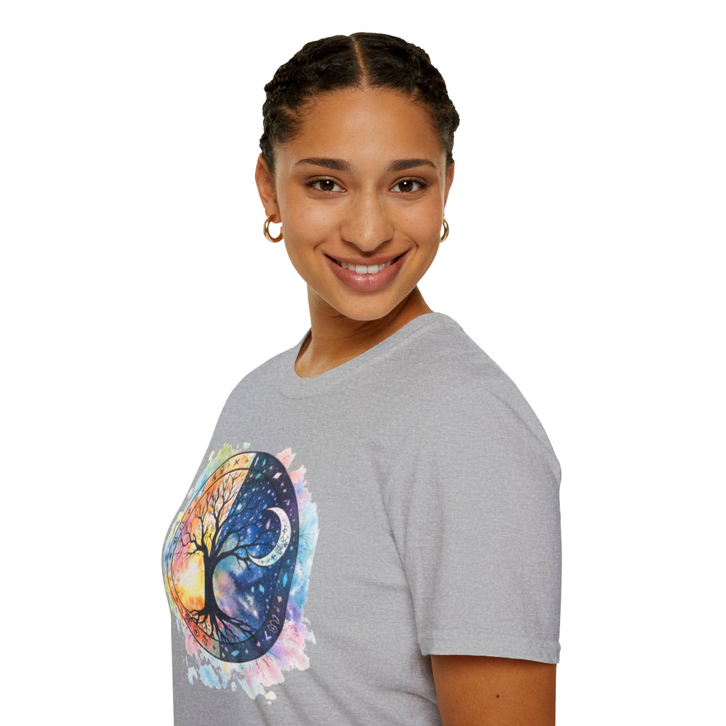 Tree of Life Yin Yang T-Shirt — Watercolor Sun & Moon Graphic Tee