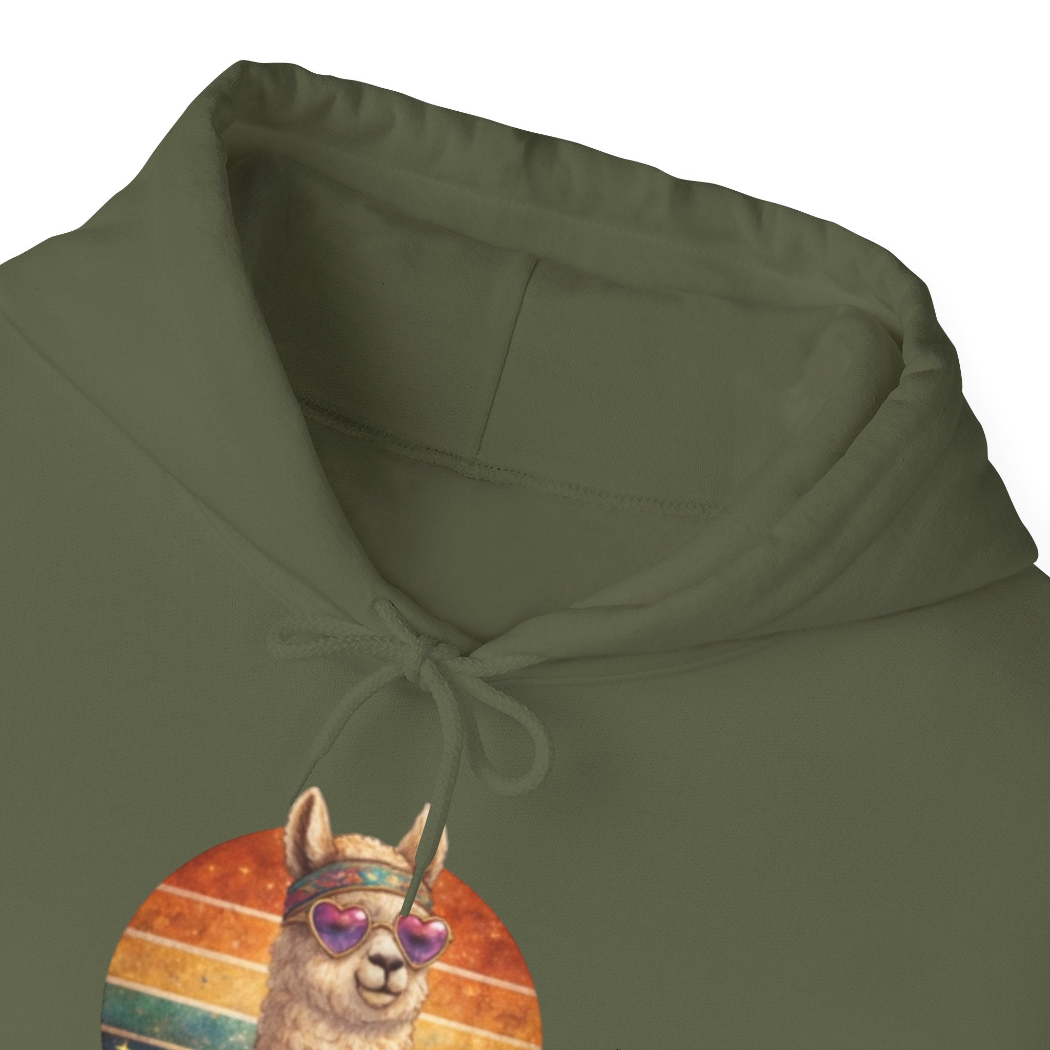 No Drama Llama Hoodie – Retro Sunset Graphic Pullover