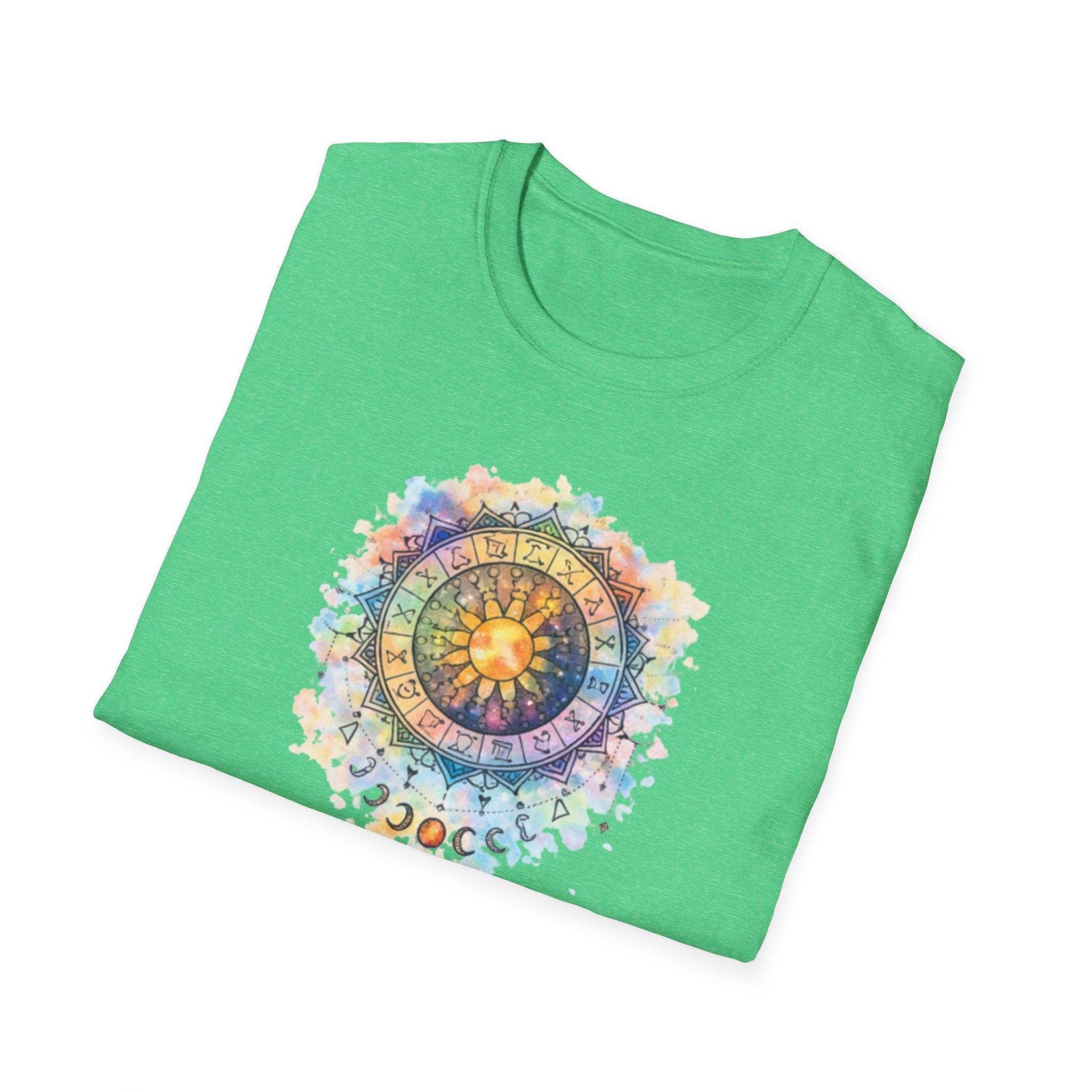 Sun & Moon Zodiac T-Shirt — Watercolor Astrological Mandala Tee