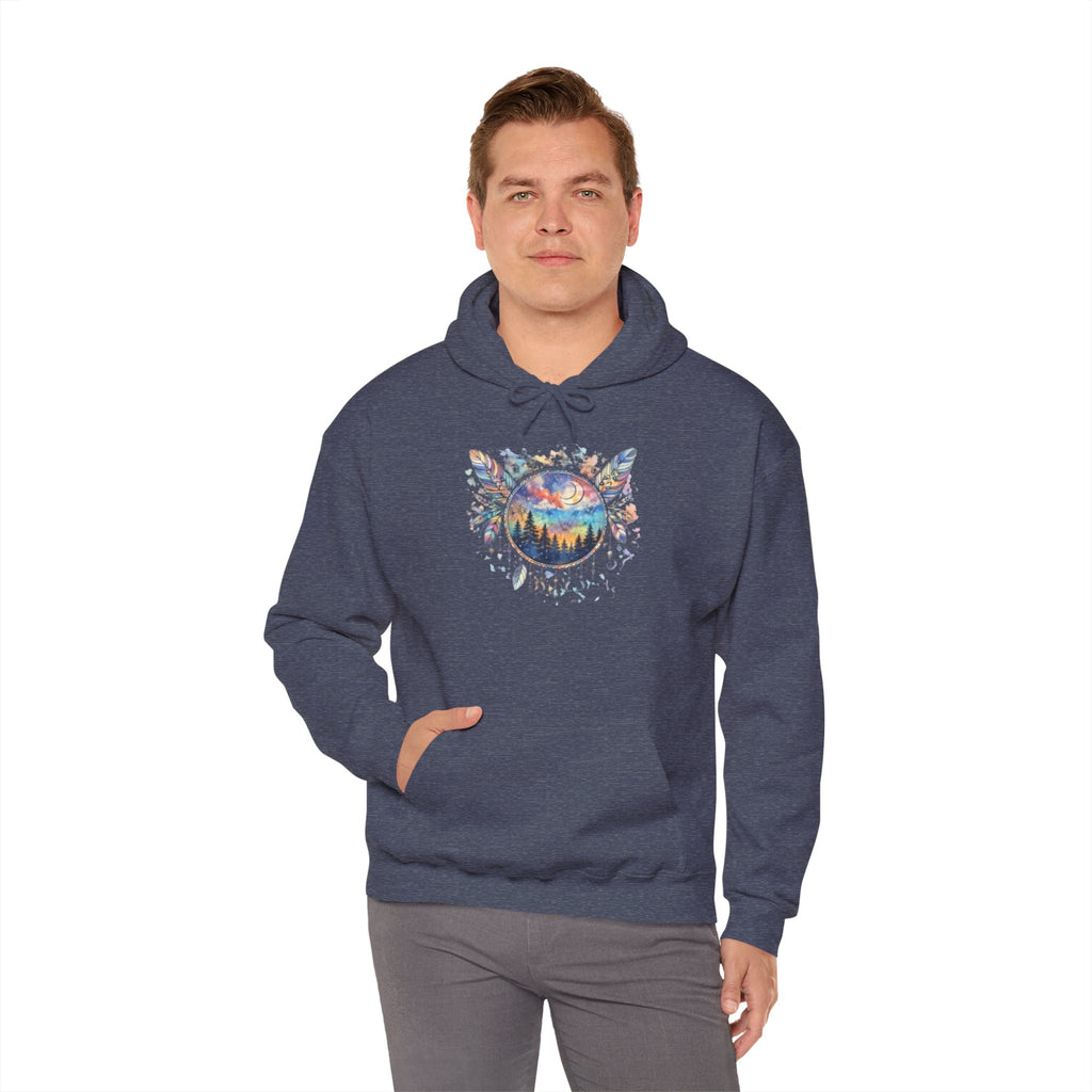 Nature Dreamcatcher Hoodie — Colorful Mountain Sunset Graphic