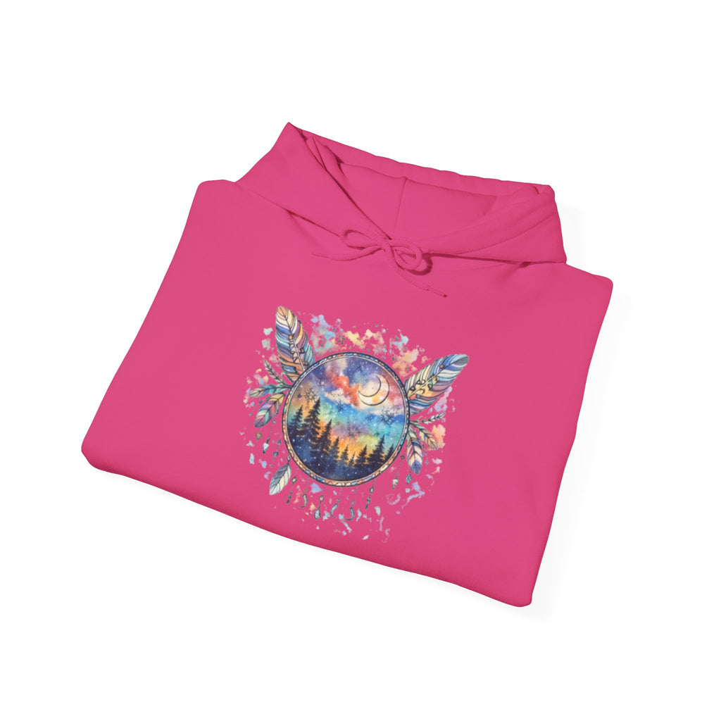 Nature Dreamcatcher Hoodie — Colorful Mountain Sunset Graphic