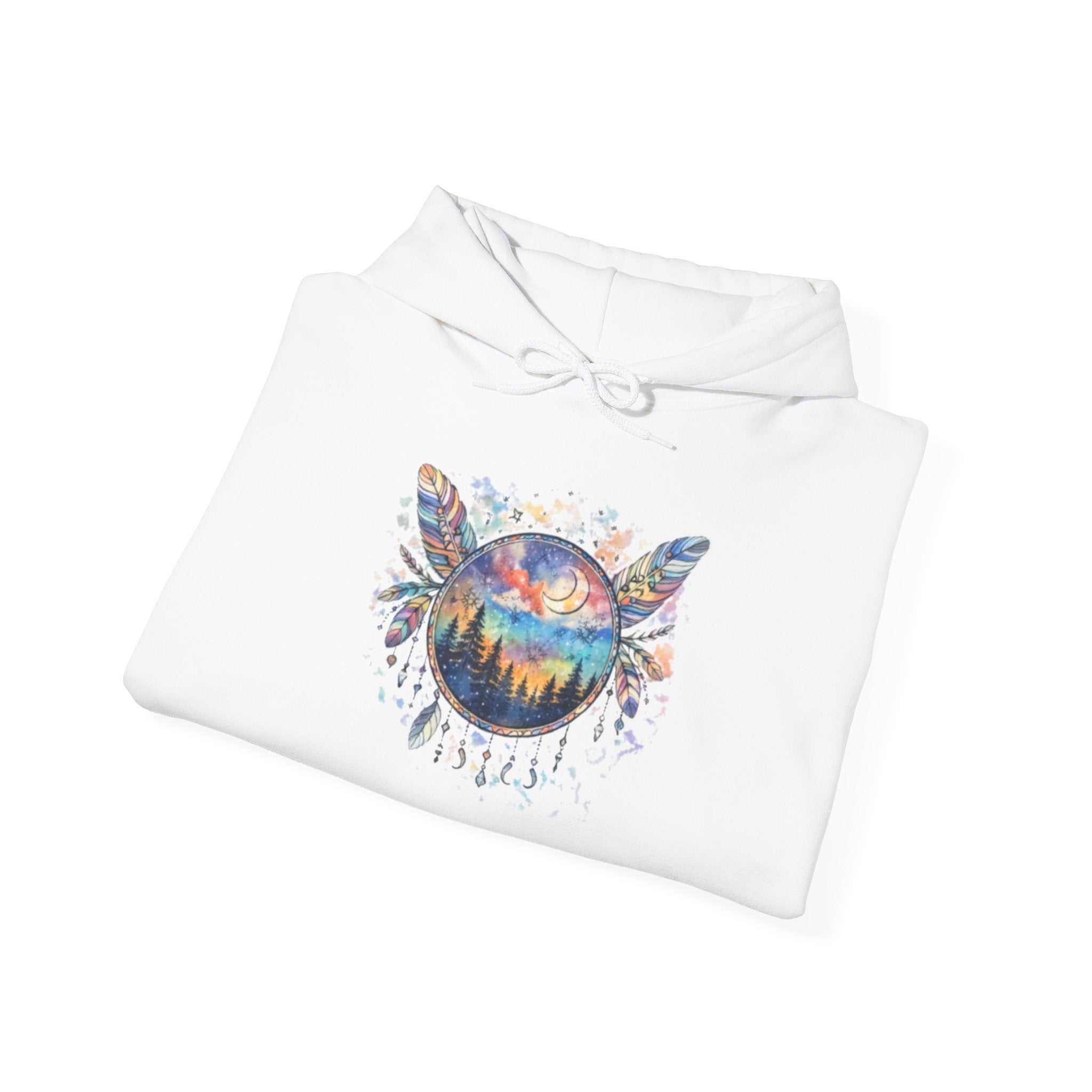 Nature Dreamcatcher Hoodie — Colorful Mountain Sunset Graphic