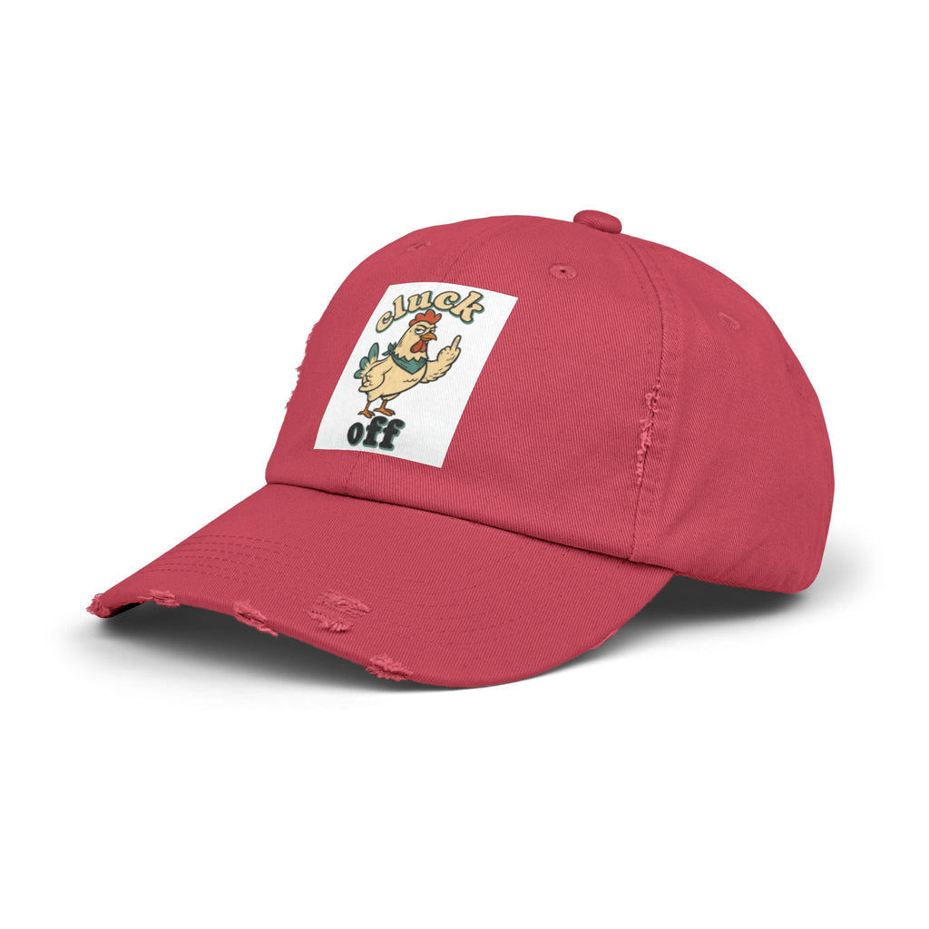 Cluck Off' Retro Rooster Distressed Hat