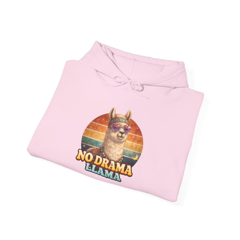 No Drama Llama Hoodie – Retro Sunset Graphic Pullover