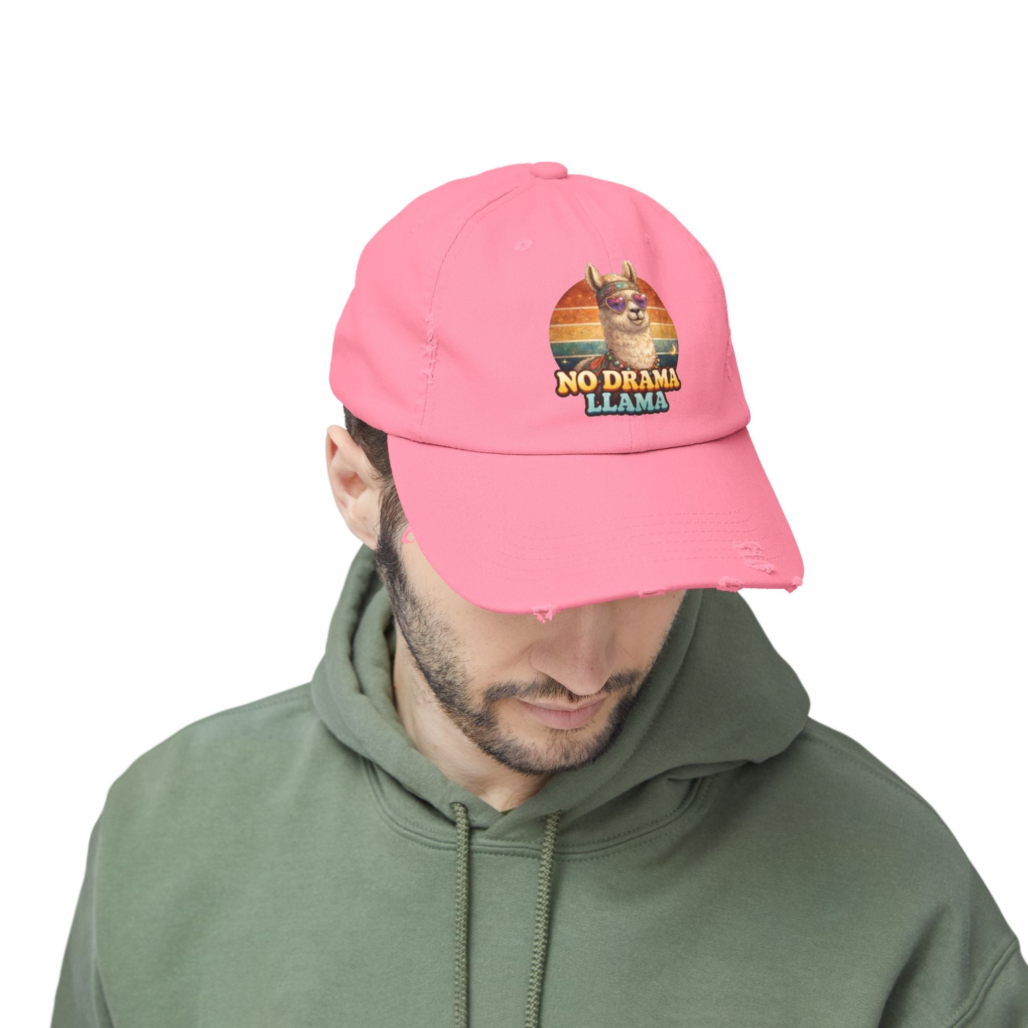 No Drama Llama Distressed Cap — Retro Llama Vintage Baseball Hat