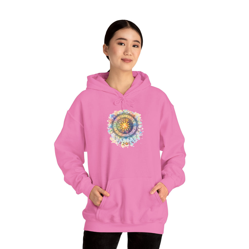 Astrology Compass Hoodie — Boho Tie-Dye Mandala Graphic