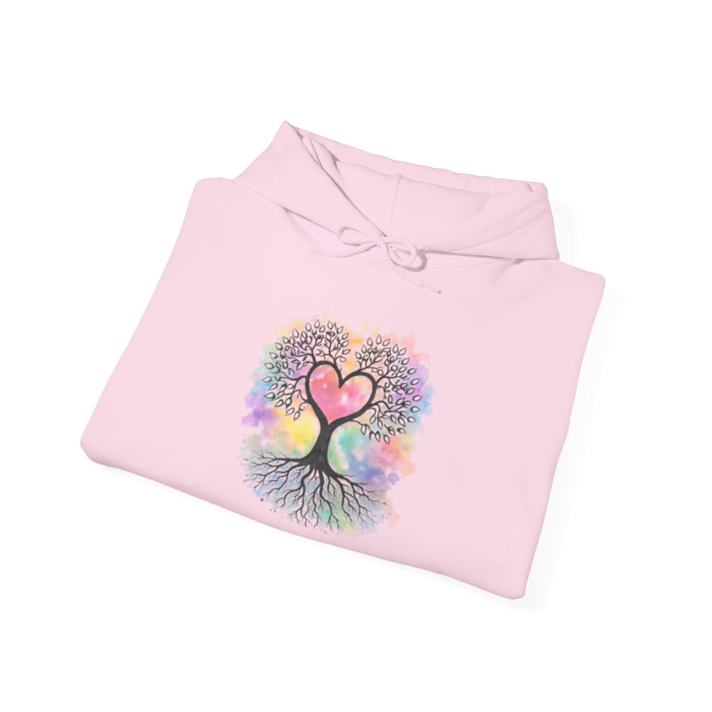 Rainbow Heart Tree Hoodie — Vibrant Spiritual Love Pullover