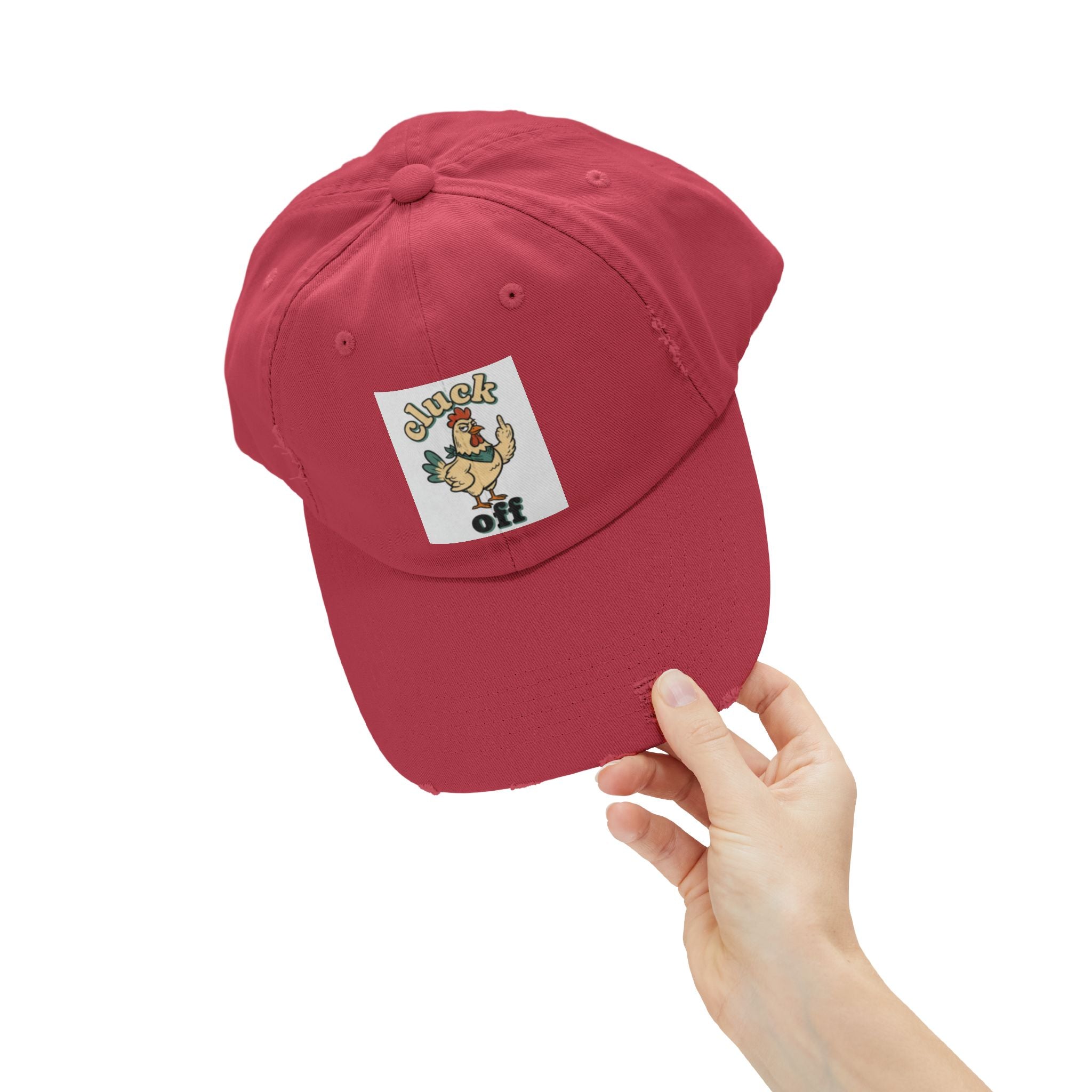 Cluck Off' Retro Rooster Distressed Hat