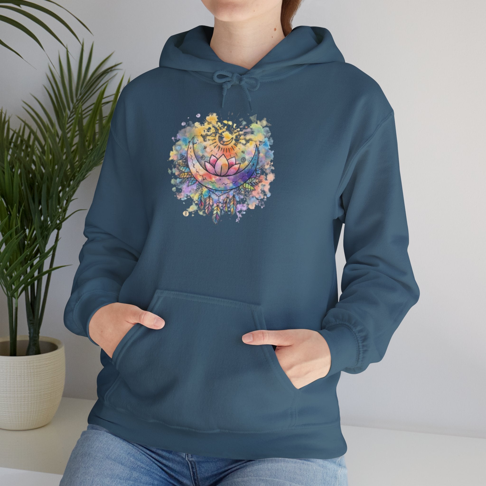 Lotus Watercolor Hoodie – Boho Spiritual Yoga Sweatshirt
