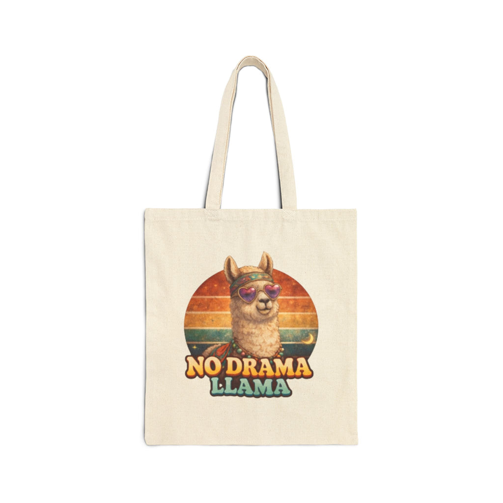 No Drama Llama Canvas Tote Bag – Vintage Retro Alpaca Shopper