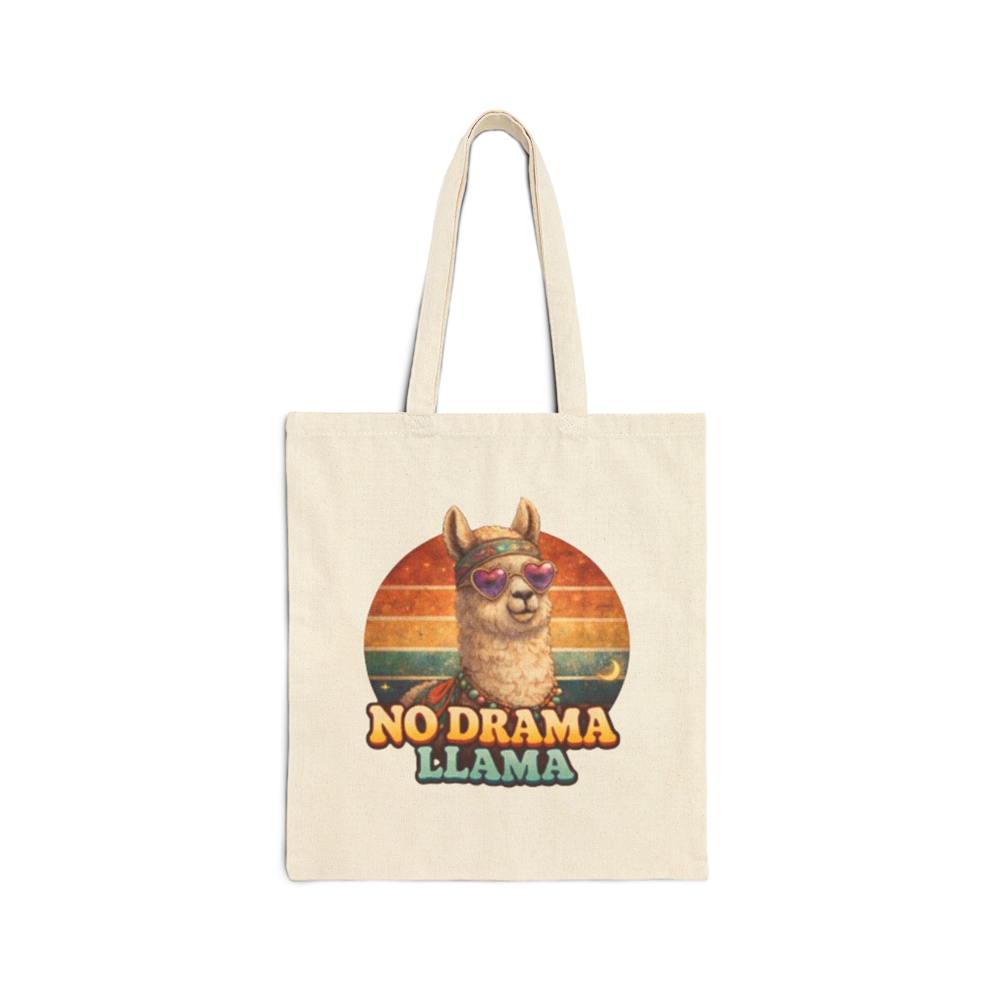 No Drama Llama Canvas Tote Bag – Vintage Retro Alpaca Shopper