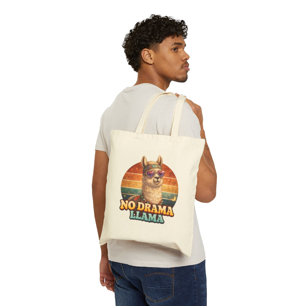 No Drama Llama Canvas Tote Bag – Vintage Retro Alpaca Shopper