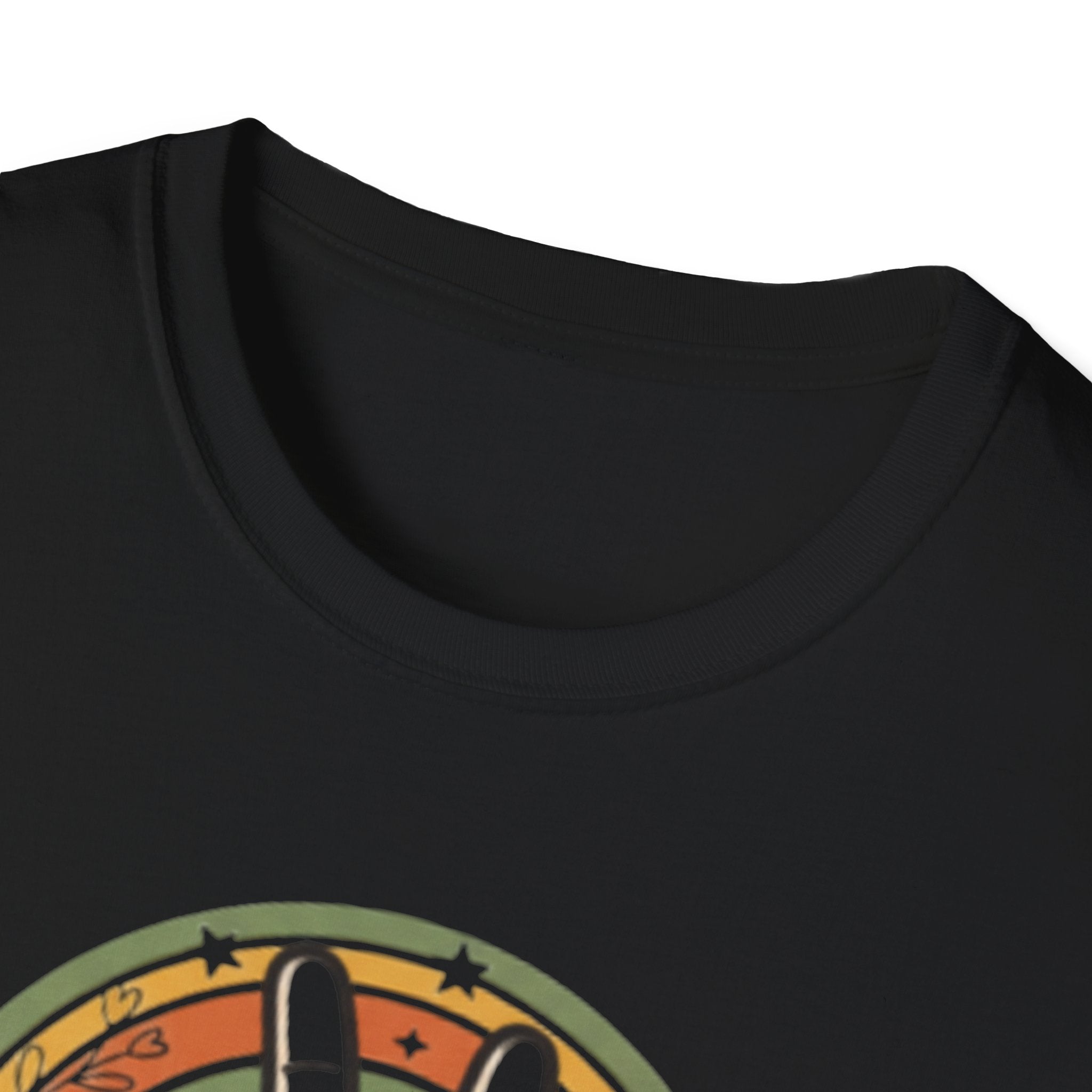 Peace Hand Sign T-Shirt | Retro Rainbow Circle, Vintage Hippie Vibe