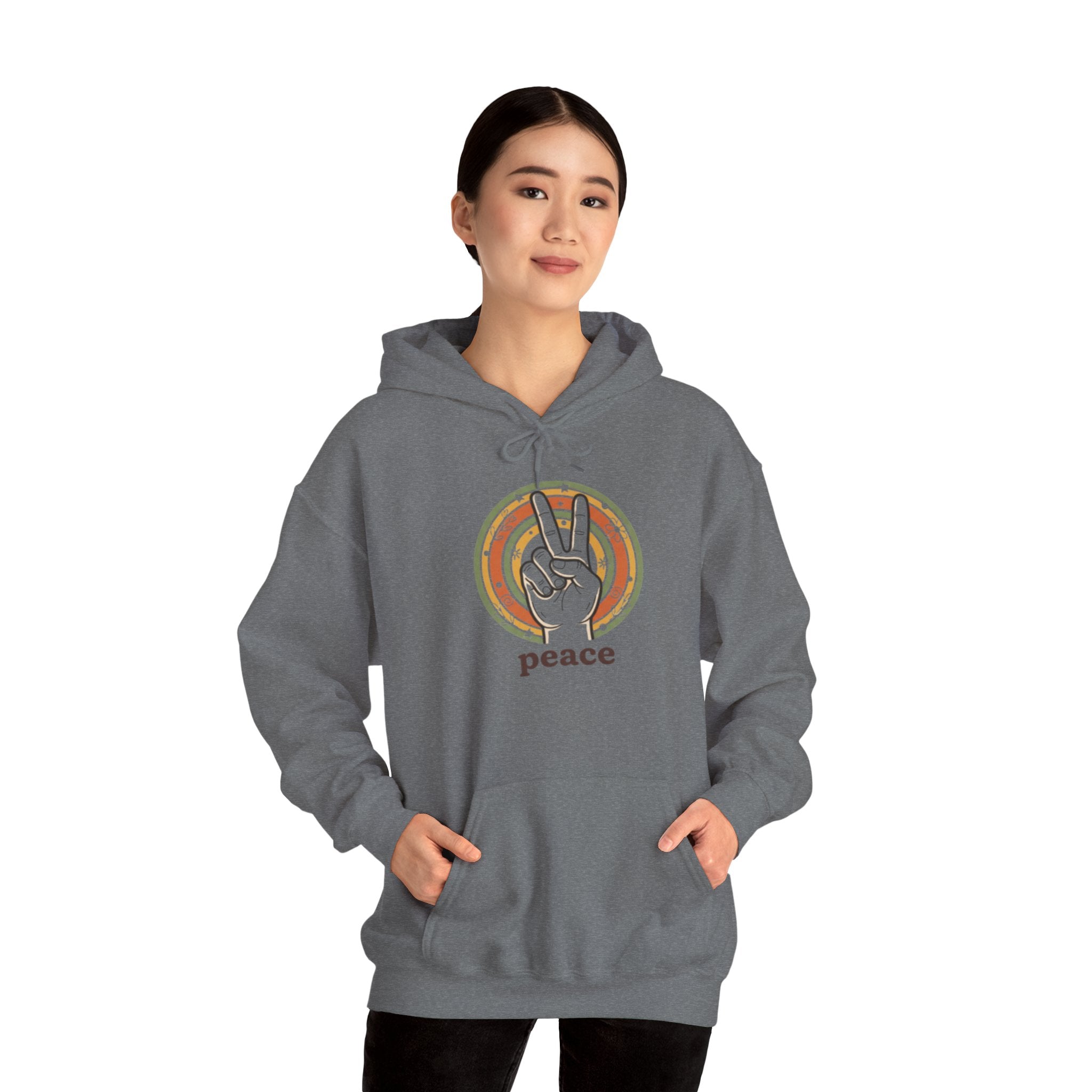 Peace Sign Hoodie — Retro Vibe Peace Hand Graphic Sweatshirt