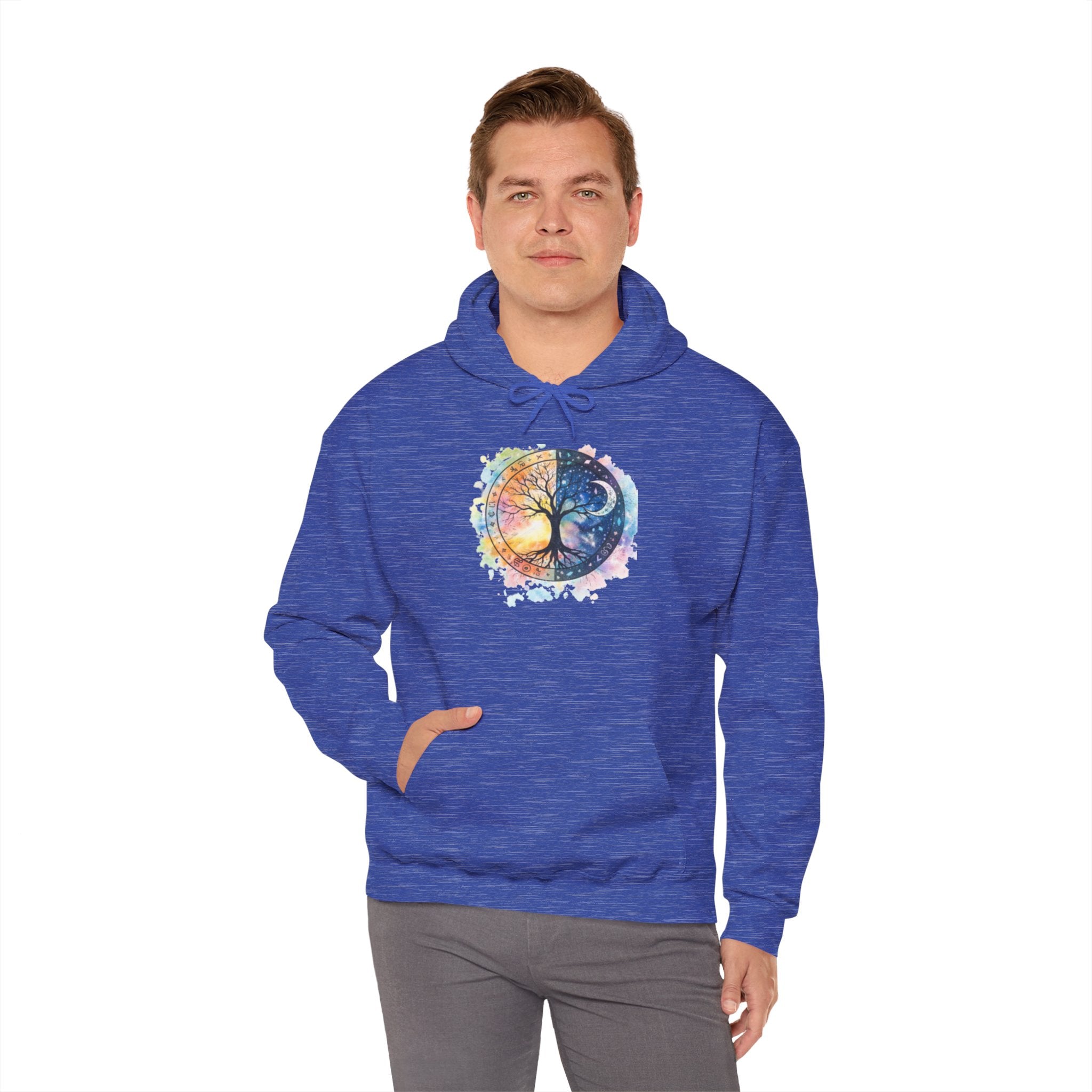 Yin Yang Tree Of Life Hoodie — Colorful Sun & Moon Spiritual Pullover