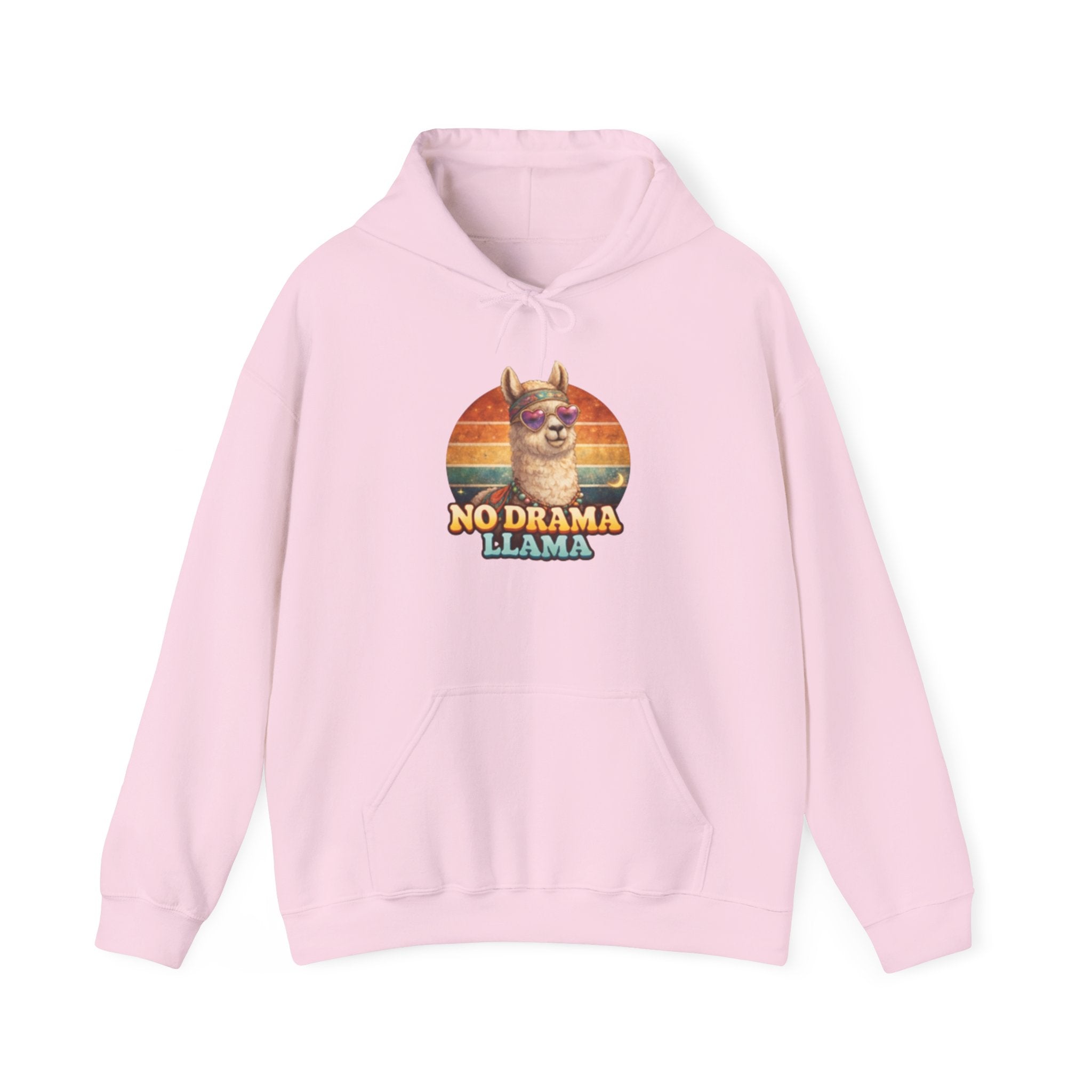 No Drama Llama Hoodie – Retro Sunset Graphic Pullover