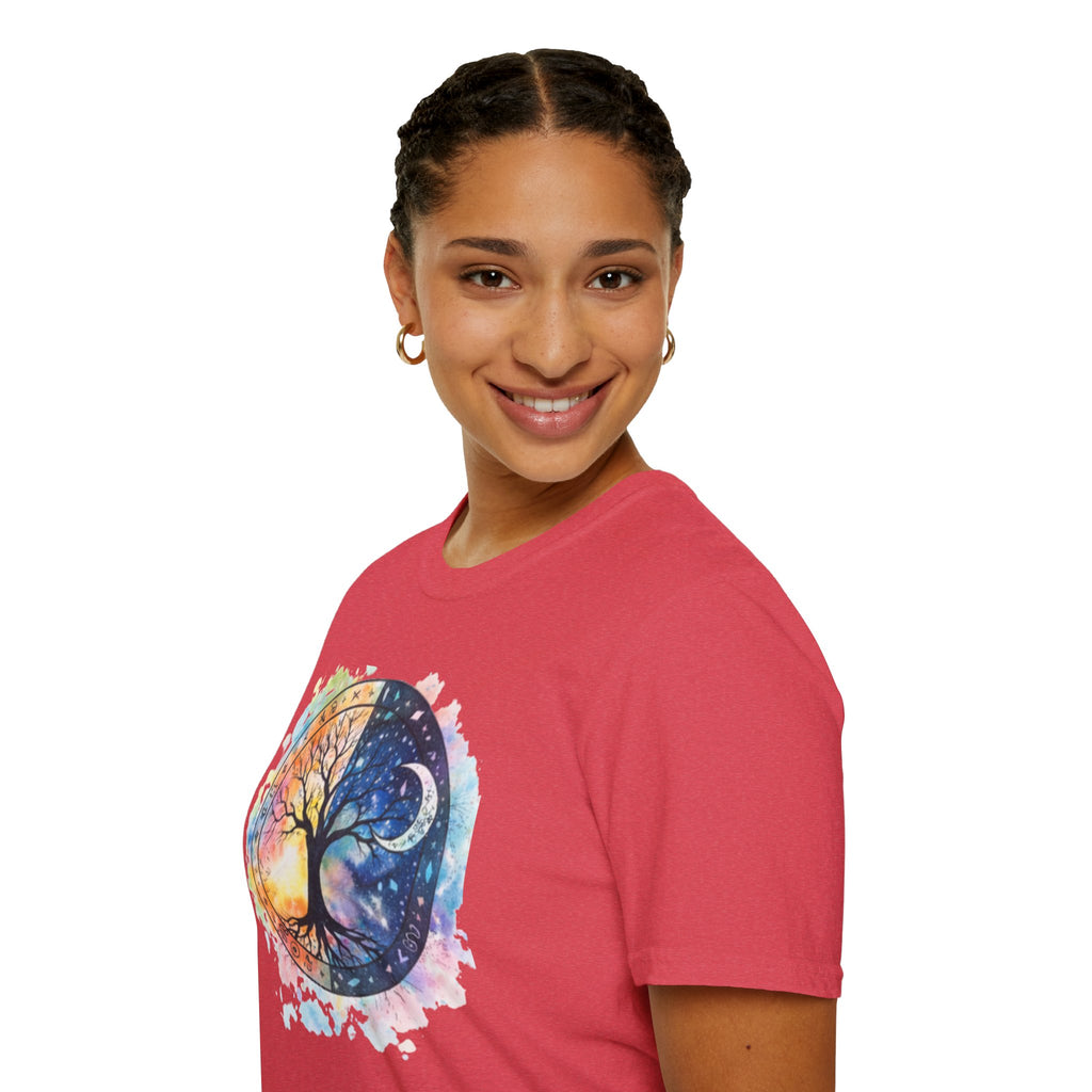 Tree of Life Yin Yang T-Shirt — Watercolor Sun & Moon Graphic Tee
