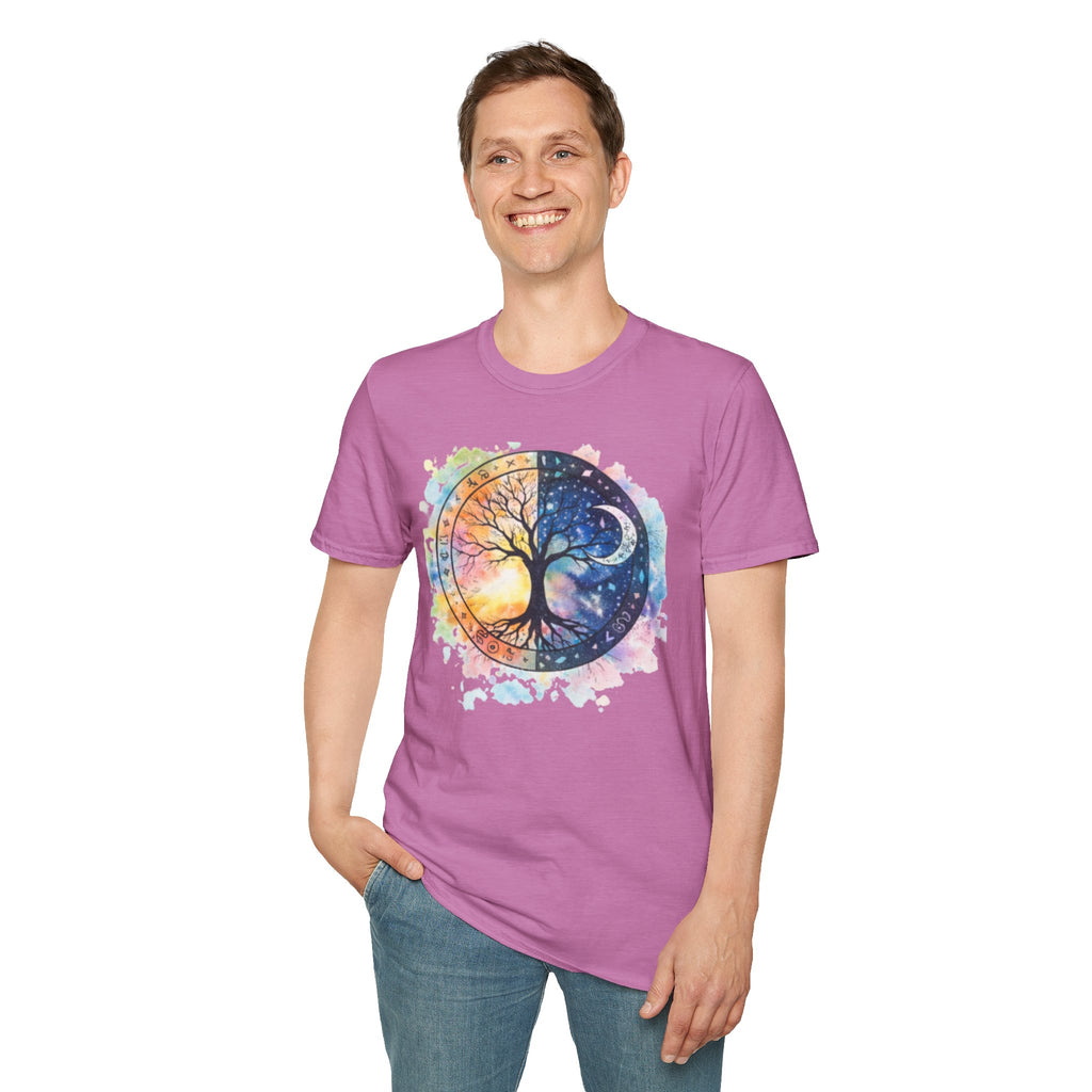 Tree of Life Yin Yang T-Shirt — Watercolor Sun & Moon Graphic Tee
